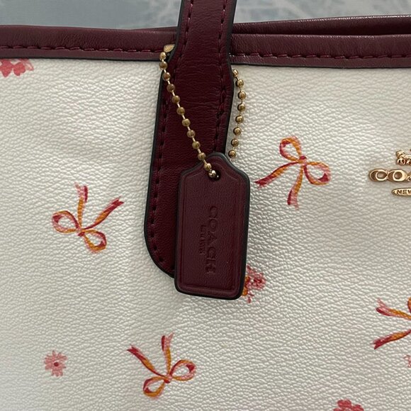 Coach White Mini Tote With Pink Bow - Picture 3 of 6